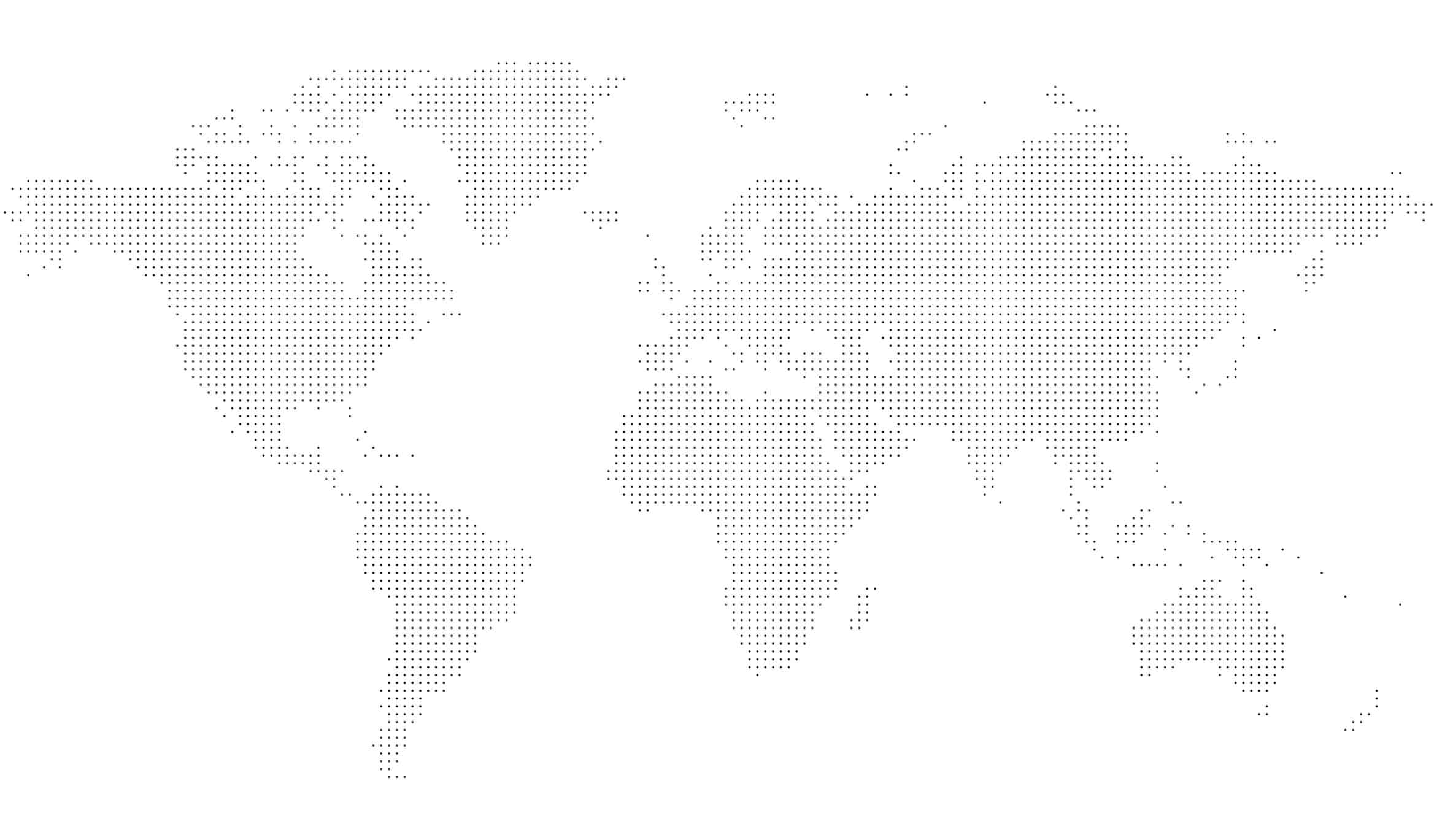 Dotted map of World. Small black dots on white background