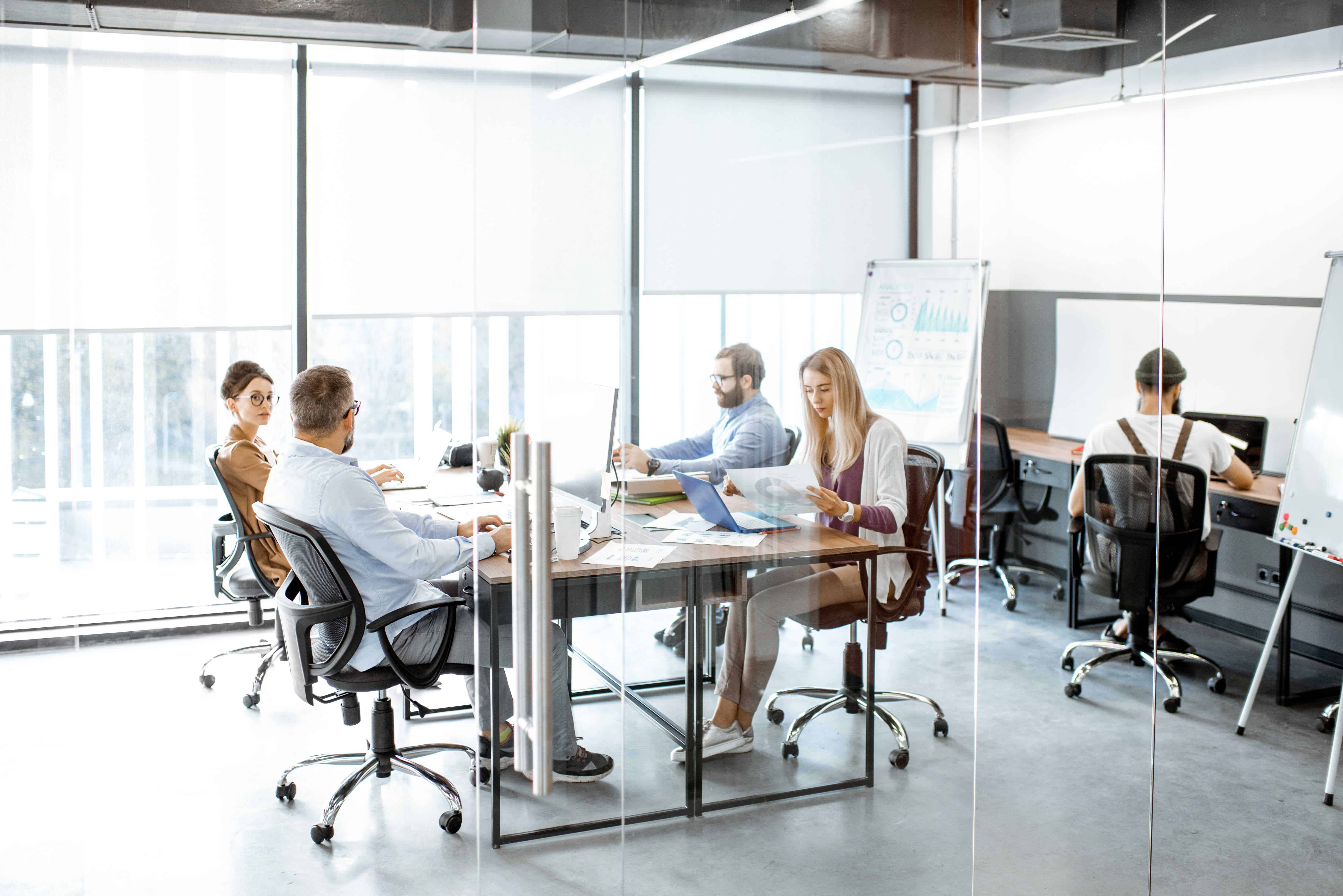 Office work with diverse coworkers